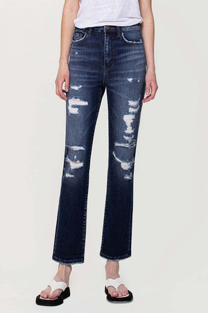 Flying Monkey - Yoko - Distressed Super High Rise Straight Jeans - F4369 - SaltTree