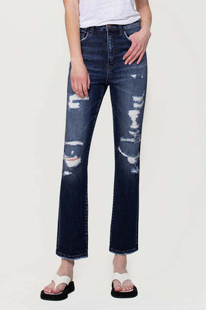 Flying Monkey - Yoko - Distressed Super High Rise Straight Jeans - F4369 - SaltTree