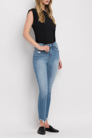 Flying Monkey - High Rise Ankle Step Hem Skinny Jeans - F4750 - SaltTree