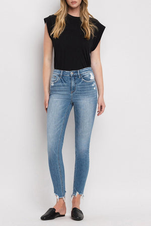 Flying Monkey - High Rise Ankle Step Hem Skinny Jeans - F4750 - SaltTree