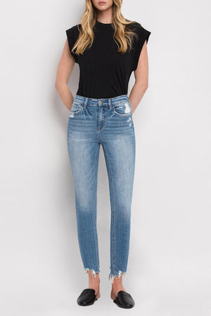 Flying Monkey - High Rise Ankle Step Hem Skinny Jeans - F4750 - SaltTree