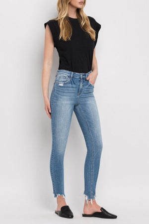 Flying Monkey - High Rise Ankle Step Hem Skinny Jeans - F4750 - SaltTree