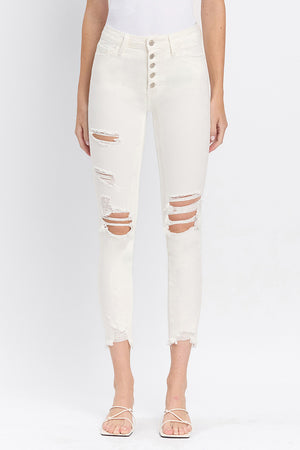 Flying Monkey - Exhilaration - High Rise Button Up Skinny Jeans - F4760 - SaltTree