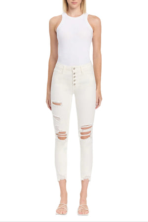 Flying Monkey - Exhilaration - High Rise Button Up Skinny Jeans - F4760 - SaltTree