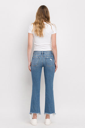 Flying Monkey - Mid Rise Distressed Hem Ankle Bootcut Jean - F5011 - SaltTree