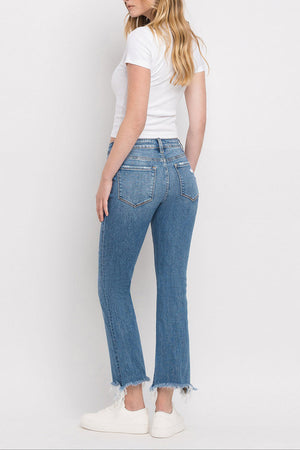 Flying Monkey - Mid Rise Distressed Hem Ankle Bootcut Jean - F5011 - SaltTree