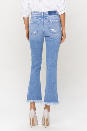 Flying Monkey - High Rise Raw Hem Kick Flare Jeans - F5088 - SaltTree