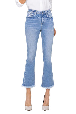 Flying Monkey - High Rise Raw Hem Kick Flare Jeans - F5088 - SaltTree