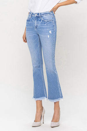 Flying Monkey - High Rise Raw Hem Kick Flare Jeans - F5088 - SaltTree