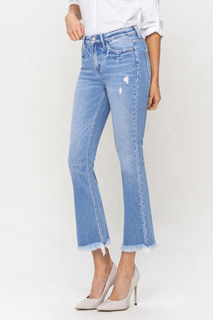 Flying Monkey - High Rise Raw Hem Kick Flare Jeans - F5088 - SaltTree