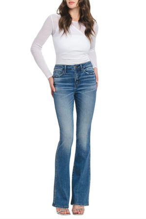 Flying Monkey - High Rise Full Length Bootcut Jeans - F5099 - SaltTree