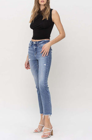 Flying Monkey - High Rise Slim Straight Raw Hemline Jean - F5160 - SaltTree