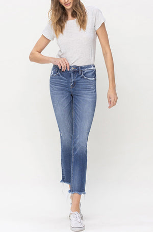 Flying Monkey - Mid Rise Crop Slim Straight Jeans - F5210 - SaltTree