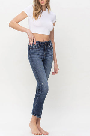 Flying Monkey - Benefactor - High Rise Ankle Slim Straight Jeans - F5223 - SaltTree