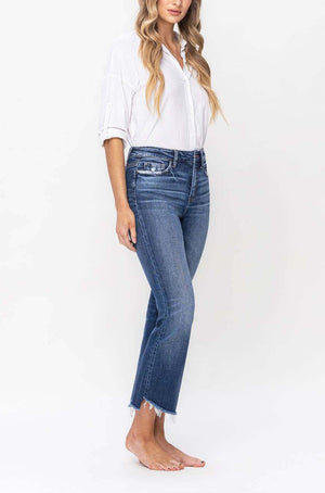 Flying Monkey- High Rise Crop Flare with Step Hem Detail Jean - F5245 - SaltTree