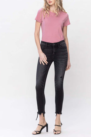 Flying Monkey - Mid Rise Crop Destroyed Hem Skinny Jeans - F5294 - SaltTree