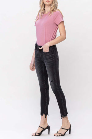 Flying Monkey - Mid Rise Crop Destroyed Hem Skinny Jeans - F5294 - SaltTree