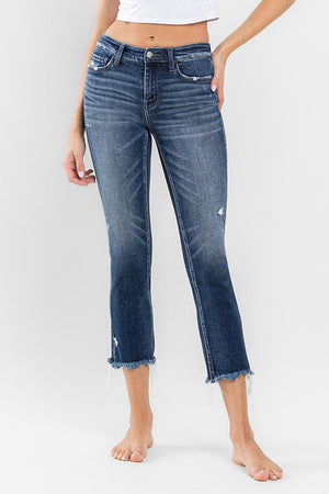 Flying Monkey - Stunned - Low Rise Raw Hem Crop Slim Straight Jeans - F5340 - SaltTree