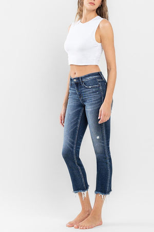 Flying Monkey - Stunned - Low Rise Raw Hem Crop Slim Straight Jeans - F5340 - SaltTree