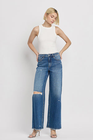 Flying Monkey - High Rsie Wide Lag Jeans - F5684 - SaltTree