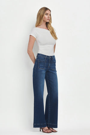 Flying Monkey - High Rise Wide Trouser Jeans - F5764D - SaltTree