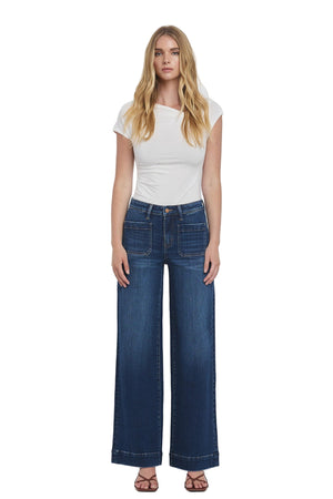 Flying Monkey - High Rise Wide Trouser Jeans - F5764D - SaltTree