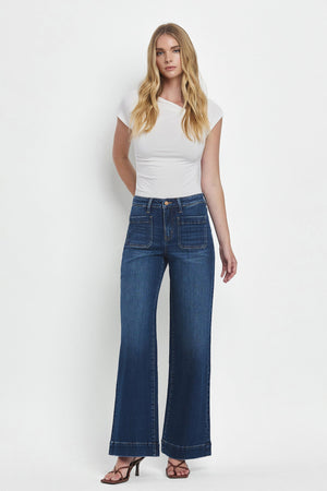 Flying Monkey - High Rise Wide Trouser Jeans - F5764D - SaltTree