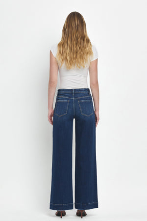 Flying Monkey - High Rise Wide Trouser Jeans - F5764D - SaltTree