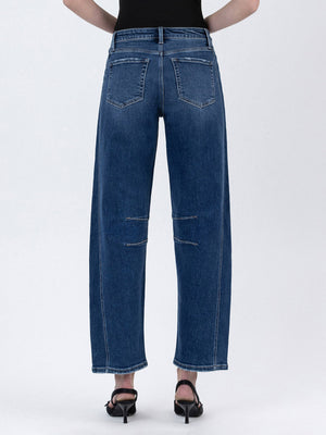 Flying Monkey - High Rise Dark Wash Barrel Leg Jeans (27.5" Inseam) - F5768D-SaltTree