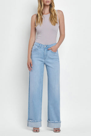 Flying Monkey - Super High Rise Cuffed Baggy Wide Jeans - F5796 - SaltTree