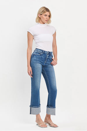 Flying Monkey - 90's vintage super High Rise Cuffed Flare Jeans - F5827 - SaltTree