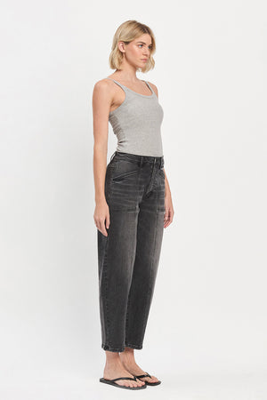 Flying Monkey - Super High Rise Panel Detail Barrel Jeans - F5880 - SaltTree