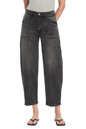Flying Monkey - Super High Rise Panel Detail Barrel Jeans - F5880 - SaltTree