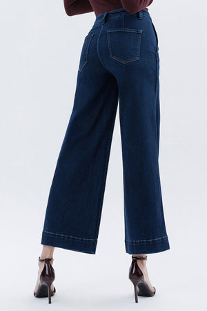 Flying Monkey Jeans - High Rise Ankle Wide Leg Jeans - F5923 - SaltTree