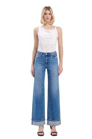 Flying Monkey Jeans - High Rise Cuffed Wide Jeans - F5998 - SaltTree