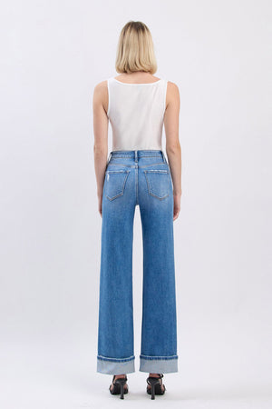 Flying Monkey Jeans - High Rise Cuffed Wide Jeans - F5998 - SaltTree