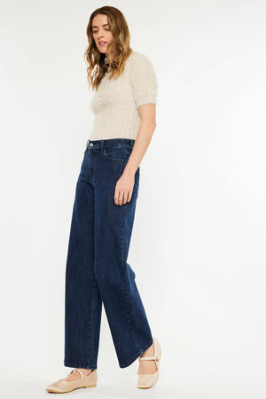 Kancan - Norie Essentials High Rise Wide Leg Jeans KC20089D - SaltTree