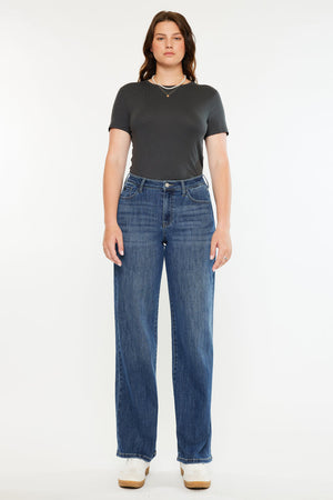 Kancan - Viola High Rise Wide Jeans - Curvy - kc20096mcv - SaltTree