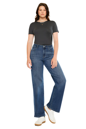 Kancan - Viola High Rise Wide Jeans - Curvy - kc20096mcv - SaltTree