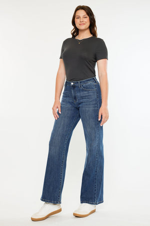 Kancan - Viola High Rise Wide Jeans - Curvy - kc20096mcv - SaltTree