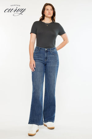 Kancan - Viola High Rise Wide Jeans - Curvy - kc20096mcv - SaltTree
