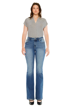 Kancan - Tana High Rise Wide Flare Jeans - Curvy - kc20099mcv - SaltTree