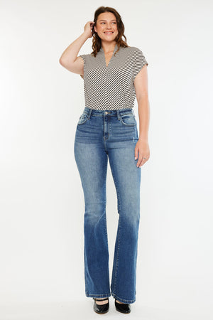 Kancan - Tana High Rise Wide Flare Jeans - Curvy - kc20099mcv - SaltTree
