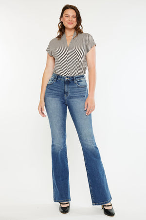 Kancan - Tana High Rise Wide Flare Jeans - Curvy - kc20099mcv - SaltTree