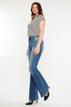 Kancan - Tana High Rise Wide Flare Jeans - Curvy - kc20099mcv - SaltTree