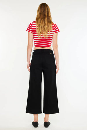 Kancan - Shea Essentials High Rise Cropped Wide Leg Jeans - KC20103BK - SaltTree
