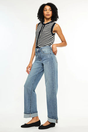 Kancan Essentials - Bellen Essentials High Rise Wide Jeans (30" Inseam) - KC20104M-SaltTree