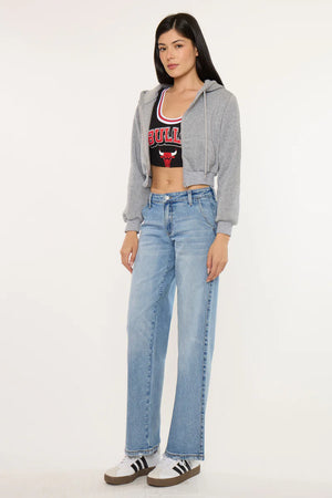 Kancan - Alma Essentials Mid Rise Wide Leg Trouser (32" Inseam) - KC20109M-SaltTree