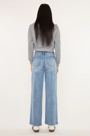 Kancan - Alma Essentials Mid Rise Wide Leg Trouser (32" Inseam) - KC20109M-SaltTree