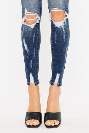 Kancan - Women's Mid Rise Super Skinny Jeans - Distressed - kc5055 ST - SaltTree